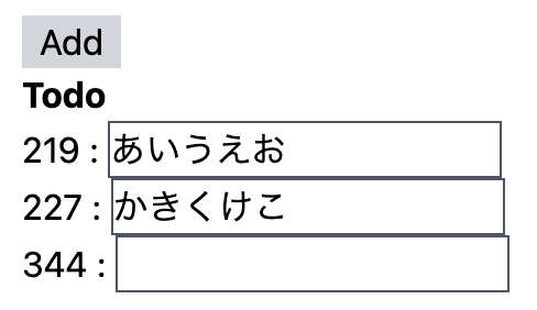 Addボタンを押した後のTodoリスト